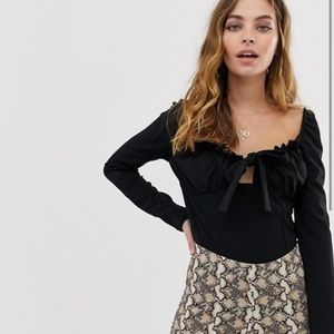 trendy milkmaid tie front crop top